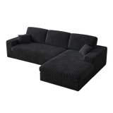 114.5'Modern Corduroy Modular foam Sofa, Recliner Seat reversible Sofa, 2-in-1 Sofa with Recliner and L-Shaped Sofa Combination with Three Cushion Neck Pillow Combination and Two Throw Pillows