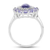 3.85 Carat Genuine Tanzanite .925 Sterling Silver Ring