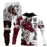 Animal-print Hooded Pullover Sweatshirt And Menswomens Sportswear Set