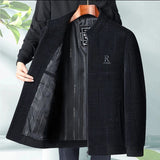Men's Casual Jacket for Middle-Aged and Elderly Spring Autumn Loose Fit Solid Color