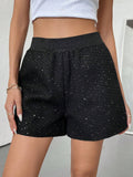 Versatile Wide-leg Bootcut Pants With A Stretchy Elastic Waist, Crafted From Shimmering Coarse Wool And Glossy Silk
