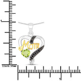 0.49 Carat Genuine Peridot and Black Spinel .925 Sterling Silver Pendant