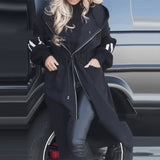 European And American Fashion Women's Wear Casual Hooded Long Splicing Coat