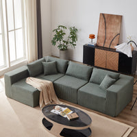 104-Inch Corduroy  Modular L Shaped Sectional Sofa,Luxury Floor Couch Set,Upholstered Indoor Furniture,Foam-Filled Compressed Sofa for Living Room,Bedroom,4 PC Free Combination