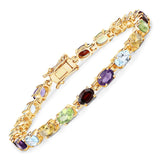 8.96 Carat Genuine Multi Stones .925 Sterling Silver Bracelet