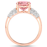 3.11 Carat Genuine Pink Tourmaline and White Diamond 14K Rose Gold Ring
