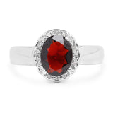 2.58 Carat Genuine  Garnet and White Topaz .925 Sterling Silver Ring