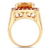 9.38 Carat Genuine Citrine and Orange Sapphire .925 Sterling Silver Ring