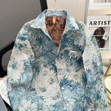American-style Floral Oil Painting Jacquard Casual Jacket With All-over Print