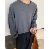 Mens Long-Sleeve T-Shirt American-Style Retro Heavy-Weight Knitted Hooded Sweater