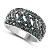 0.60 Carat Genuine Blue Diamond .925 Sterling Silver Ring