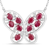 2.36 Carat Genuine Ruby and White Zircon .925 Sterling Silver Necklace