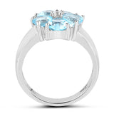 2.58 Carat Genuine Blue Topaz and White Topaz .925 Sterling Silver Ring