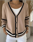 Womens Printed Knitted Sweater With Buttons Printed Cardigan