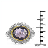 Two Tone Plated 4.36 Carat Genuine Amethyst & White Topaz .925 Sterling Silver Ring