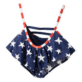 California Waves Juniors Navy Americana Strappy Flounce Bikini Top, Size Small