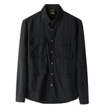 Mens Long-Sleeve Fashionable Casual Solid-Color Shirt