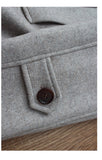 Mens Mid-length Wool Coat With Horn Buttons And A Lapel Collar