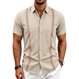 Mens Casual Linen Short-sleeve Shirt