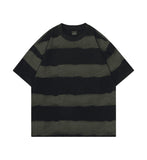 Tie-dye Washed Striped Short-Sleeve Mens Cotton T-Shirt