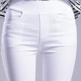 Outerwear Stretchy Elastic-waist Colorful Pencil Pants