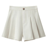 Stretchy High-waisted Pleated Wide-leg Casual Pants That Slim The Figure And Are Versatileperfect As An A-line Hot Pant