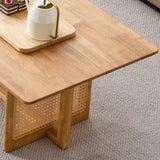 Natural Rubber Wood and Solid Wood Minimalist Coffee Table