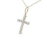 10K Yellow Gold 5/8 Cttw Miracle Set Round Diamond Circle Link Cross Pendant Necklace for Men (H-I Color, SI1-SI2 Clarity) - NO CHAIN INCLUDED