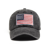 Men's And Women's Identical National Flag-style Side-stitched Letters Distressed And Rounded Edges Soft-top Adjustable Trendy Retro Baseball Cap Suitable For Outdoor Sports, Camping And Daily Use.