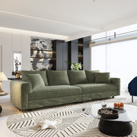 102.4 ' Plush Corduroy 4-Seat Sofa,Modern Comfy Upholstered Sofa Cloud Couch,Deep Seat Couches with Soft Pillows,Convertible Deep Seat Sofa Lounge Chair for Living Room Bedroom,Apartment,Office,Green