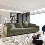 102.4 ' Plush Corduroy 4-Seat Sofa,Modern Comfy Upholstered Sofa Cloud Couch,Deep Seat Couches with Soft Pillows,Convertible Deep Seat Sofa Lounge Chair for Living Room Bedroom,Apartment,Office,Green