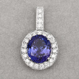 10.15 Carat Genuine Tanzanite and White Diamond 18K White Gold Pendant