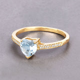 0.65 Carat Genuine Aquamarine and White Diamond 14K Yellow Gold Ring