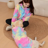 Pet Hoodie Tie Dye Rabbit Fur Rainbow-colored Dog Hoodie