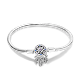 Silver Plated Stars Heart Shape Butterflies Clover Clasp Bracelet for Women Fit Original Charms Beads DIY Making Gift