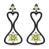 6.93 Carat Genuine Peridot and Black Spinel .925 Sterling Silver Earrings