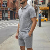 Mens Spring New Solid-Color Jacquard Zip-Up Set