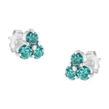 14KT White Gold Treated Blue Diamond Trio Stud Earrings (1 1/3 cttw, Blue)