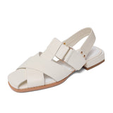 Retro Low-heel Velcro Thick-heeled Sandals for Women