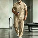 Mens Casual Short-Sleeve Shirt And Pants Set