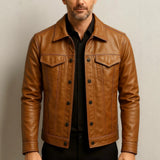 Mens Slim-fit Pilot Jacket With A Lapel Collar
