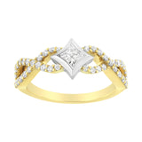 10K Two Tone Color 5/8 Cttw Diamond Kite and Twist Shank Ring (H-I Color,SI2-I1 Clarity)