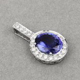 10.15 Carat Genuine Tanzanite and White Diamond 18K White Gold Pendant