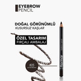 Flormar Bitter Brown Eyebrow Pencil with Soft Tip Applicator & Blending Brush | Long Lasting, Natural Definition