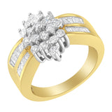 10K Yellow Gold 1.0 Cttw Marquise Composite Diamond Cluster Cocktail Ring (H-I Color, SI2-I1 Clarity) - Size 7