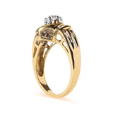 10K Yellow Gold 1/2 Cttw Round and Baguette Diamond Flower Swirl Cocktail Ring (I-J Color, SI2-I1 Clarity) - Ring Size 7