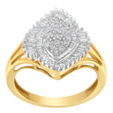 10K Yellow Gold Diamond Cocktail Ring (1/2 Cttw, J-K Color, I2-I3 Clarity) - Size 6-1/2