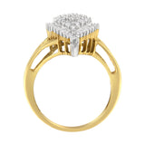 10K Yellow Gold 1/2 Cttw Round and Baguette-Cut Diamond Pear Ring (I-J Color, I1-I2 Clarity) - Size 7