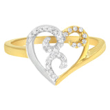 10K Two-Toned Gold Diamond Heart Shape Cluster Ring (1/6 Cttw, H-I Color, I1-I2 Clarity) - Size 6