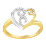 10K Two-Toned Gold Diamond Heart Shape Cluster Ring (1/6 Cttw, H-I Color, I1-I2 Clarity) - Size 6